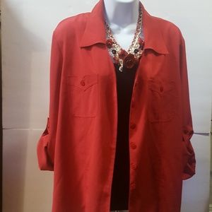 Kathy Che Long Sleeve Button-Down Blouse Size 14